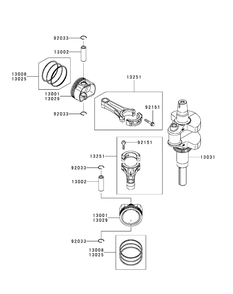 Kawasaki Fr651v-As08 Piston And Crankshaft Diagram and Parts List for XT2-LX46KW (Carb-13WFA1CT210)(2015) Cub Cadet Lawn Tractor